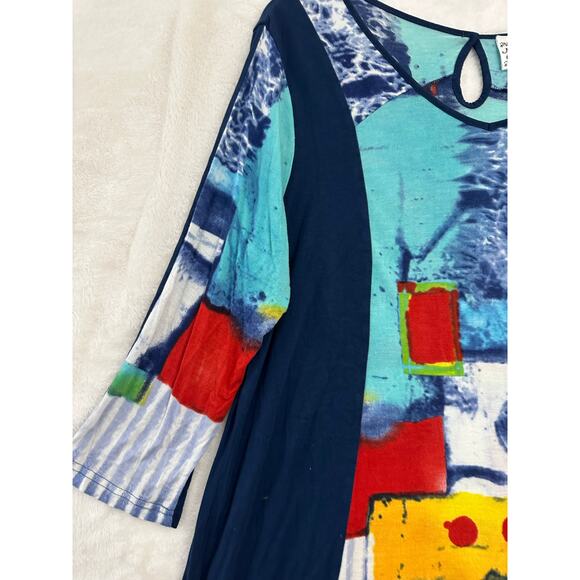 Parsley & Sage Abstract Flowy Tunic Top 1X Artsy Festival - Picture 3 of 7